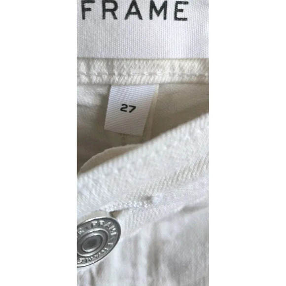 Frame Denim Jeans Women's 27 Le High  Blanc White High Rise Raw Hem Cropped - Picture 3 of 8